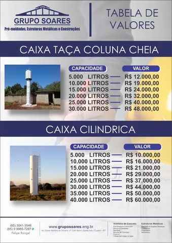 Caixas d? água / reservatórios / estruturas Metálicas