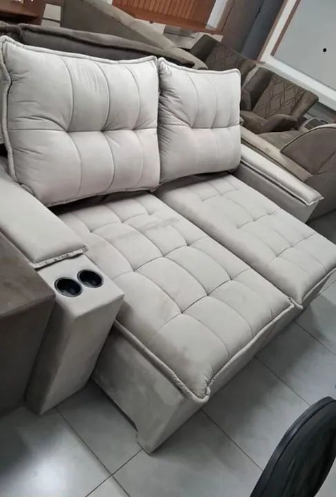 sofá retrátil reclinável + porta copo - Foto 2