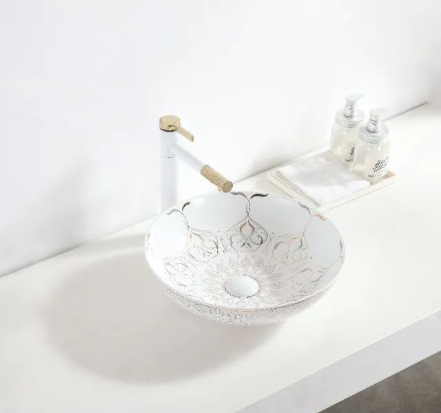 Cuba Apoio Evier Bella Tazza Gold Persia Banheiro Luxo - Foto 5