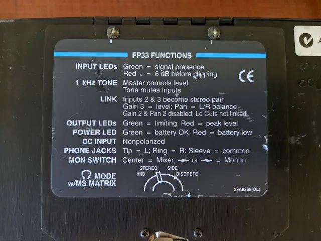 Mixer Shure FP33 Portátil Estéreo (3 Canais) - Equipamentos e