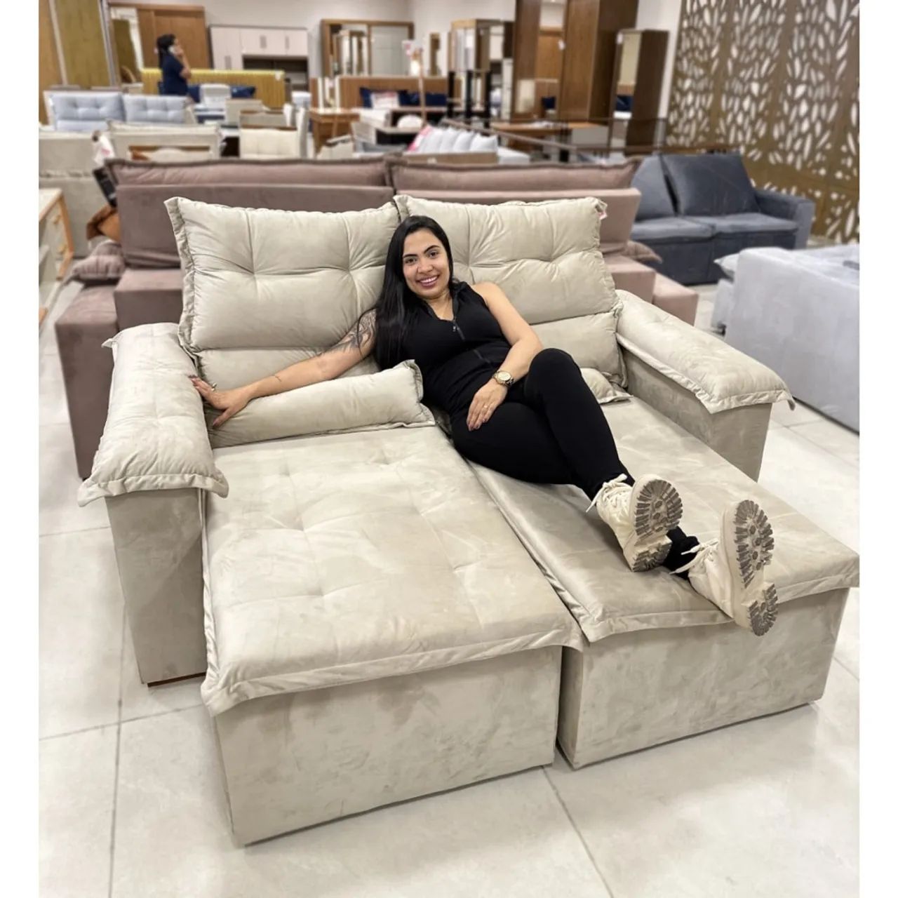 Sofá Pequim Retrátil e Reclinável 1,80m p44 - Foto 3