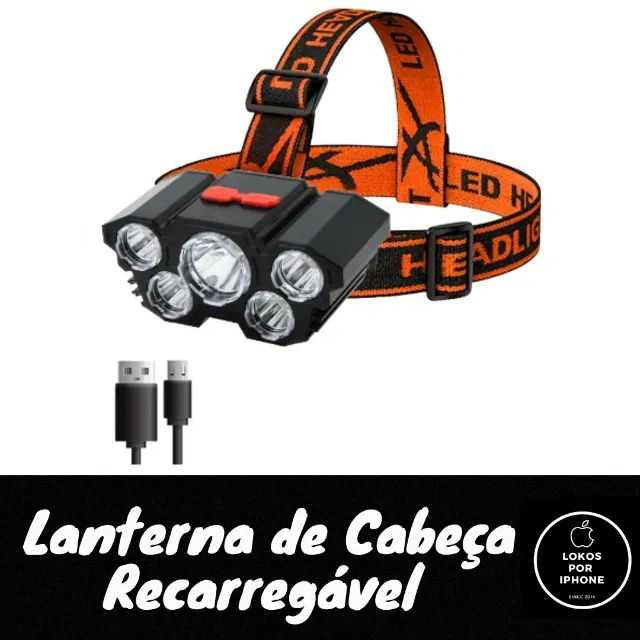 Lanterna de Cabeça Recarregável
