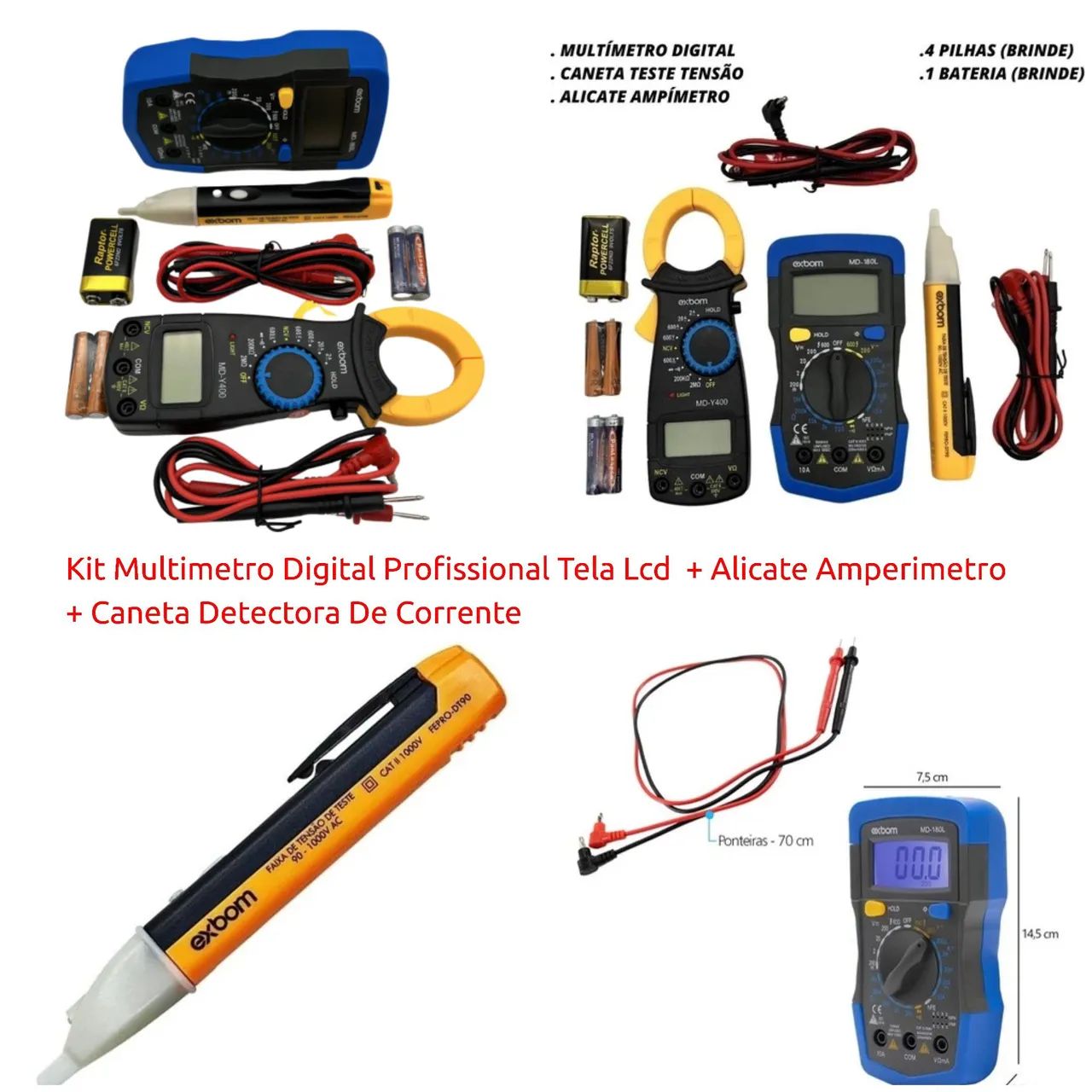 Kit Multímetro Digital Profissional + Caneta Detectora
