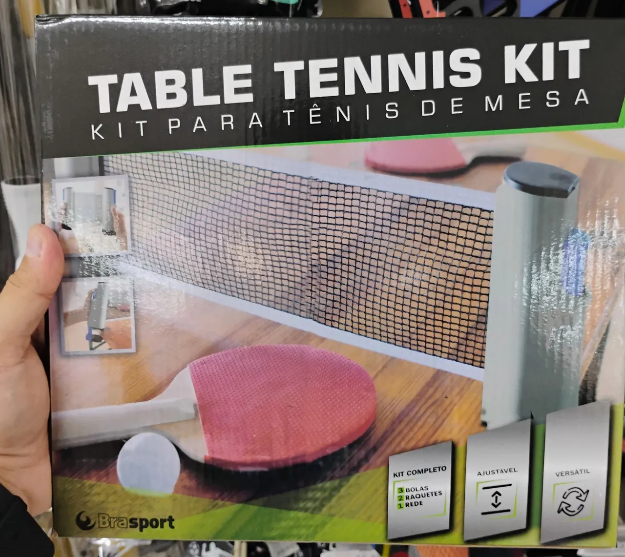 KIT C/2 RAQUETES 3 BOLAS E 1 REDE RETRATIL REF<br>