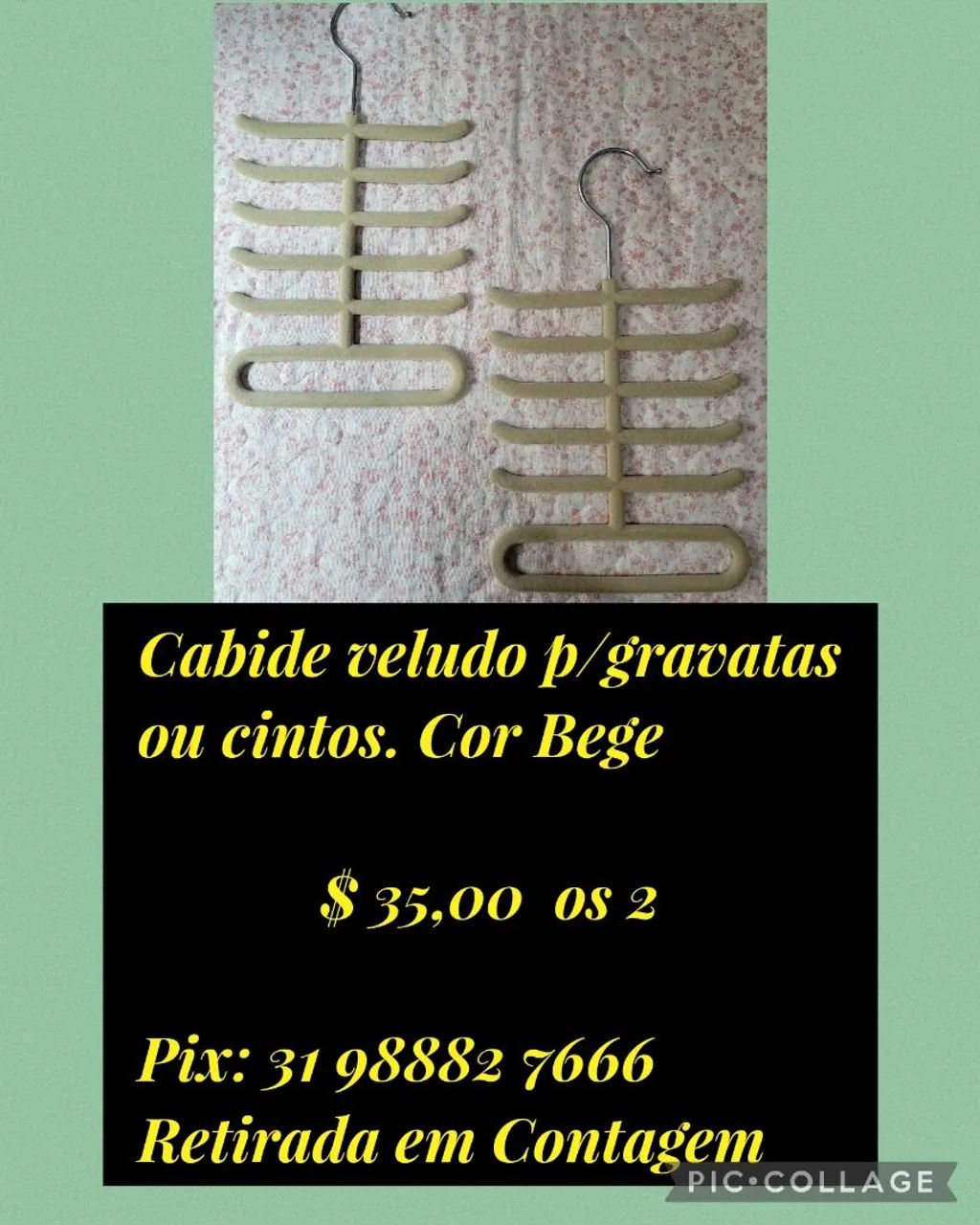 Cabide de veludo para gravatas e cintos