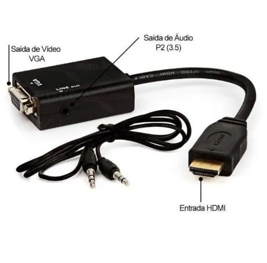 Adaptador Conversor HDMI para VGA com Áudio - Foto 2