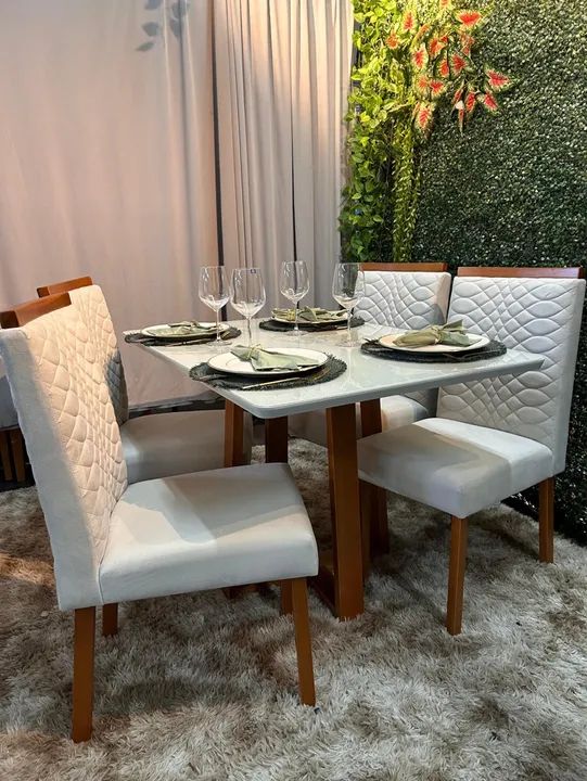 Mesa de Jantar Moderna - 4 cadeiras mesa pedro 1,20x80