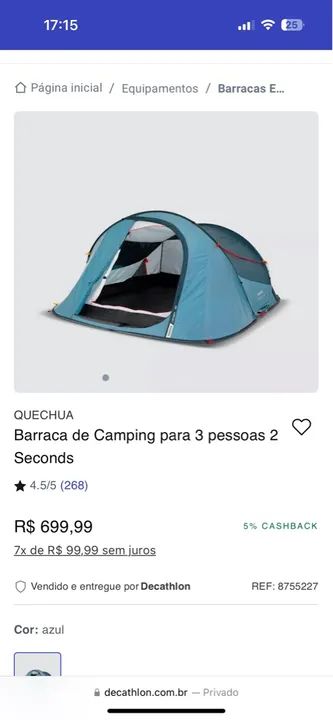 Barraca de Camping Quechua 2 Seconds Easy - 3 Pessoas - Foto 2