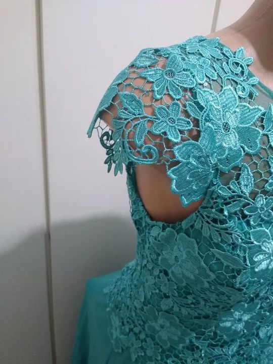 Vestido renda azul turquesa - Foto 5