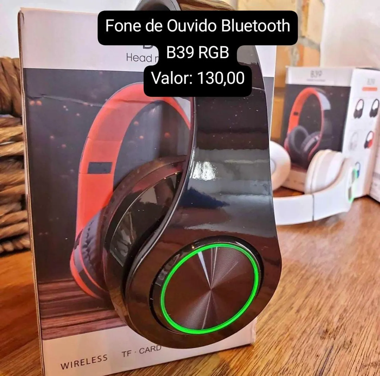 Fone de Ouvido Bluetooth B39 RGB com LED