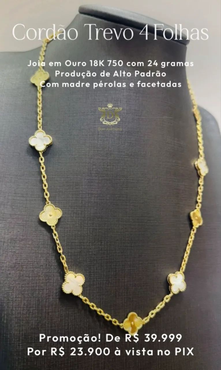 Colar Trevo VC em Ouro 18k 750
