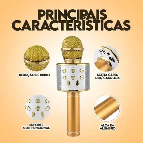 Microfone Karaokê sem Fio com Caixa de Som - Foto 5
