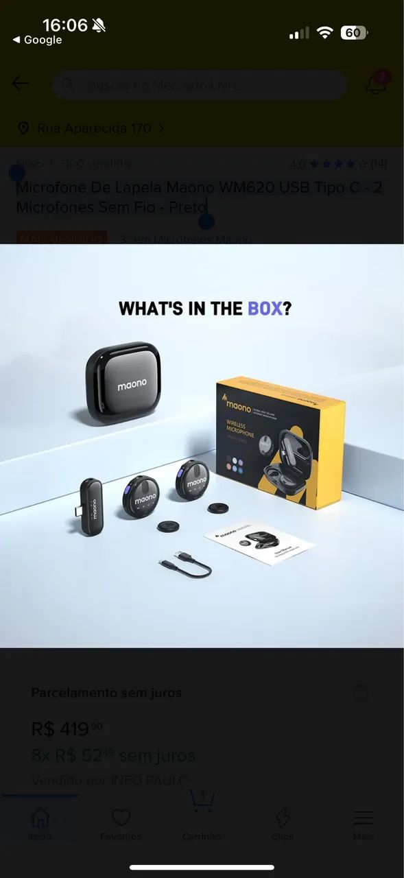 Microfone De Lapela Sem Fio Maono Wm620 Duplo Usb-c Android Preto - Foto 2