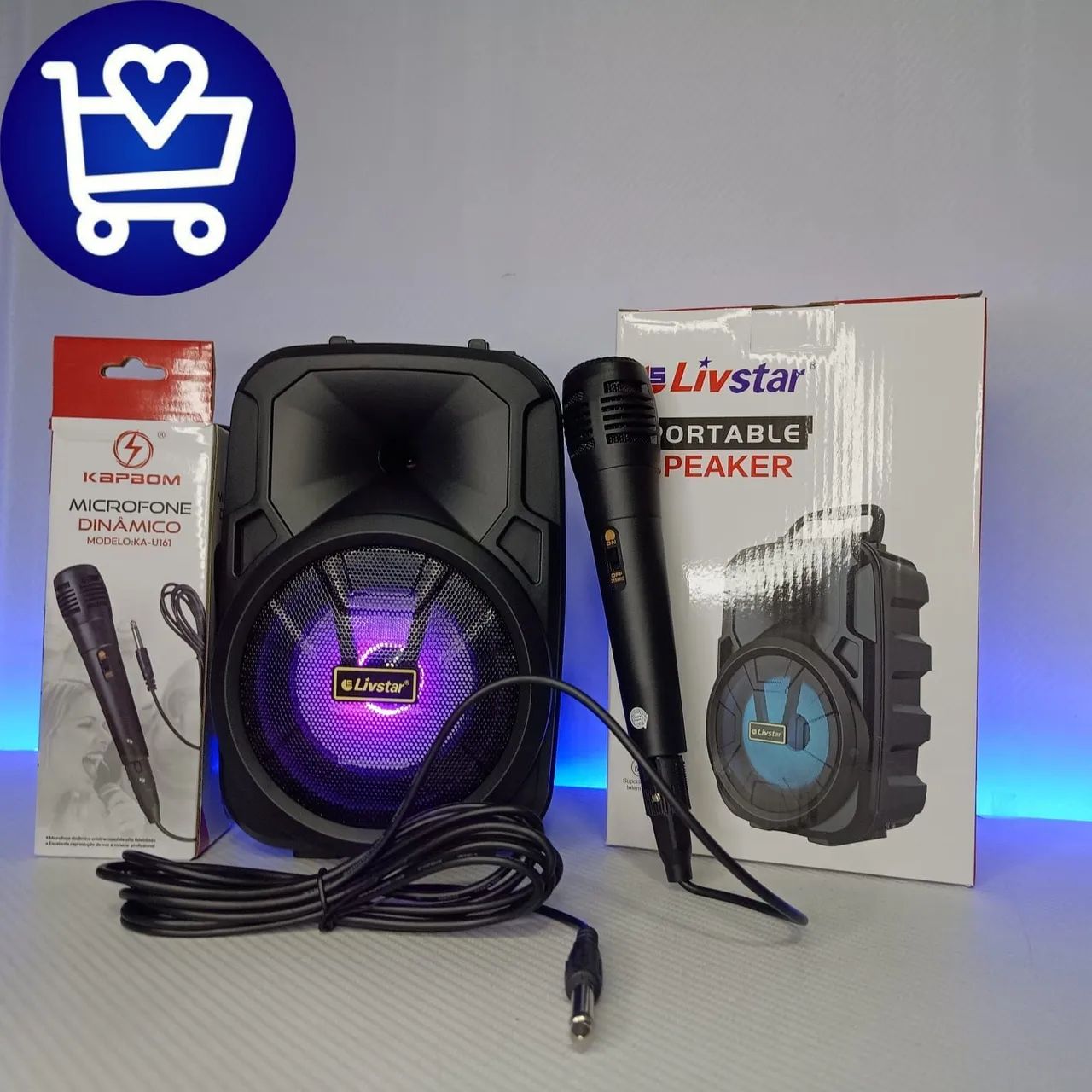 Caixa de Som Portátil Bluetooth Livstar com Microfone - Foto 4