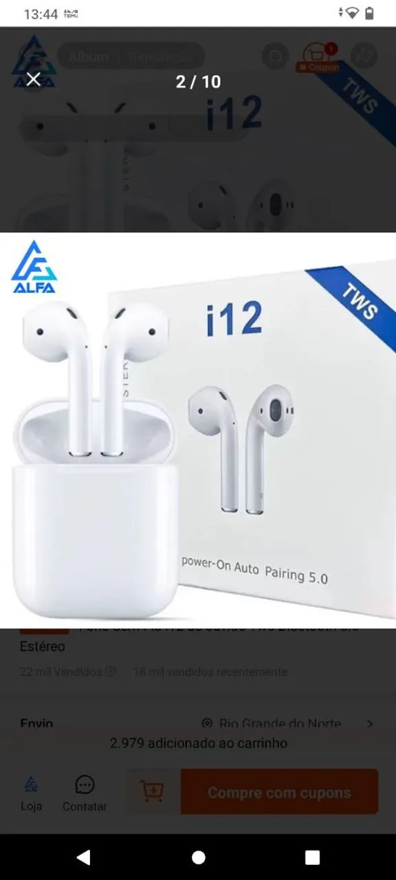 Fone de Ouvido Bluetooth i12 TWS - Novo