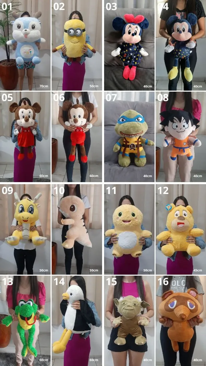 Pelúcias de diversos personagens - Escolha a sua!