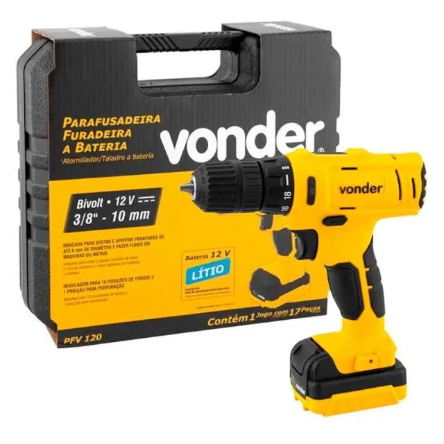 Parafusadeira 12V Bateria Pfv120 Bivolt Vonder - Foto 3