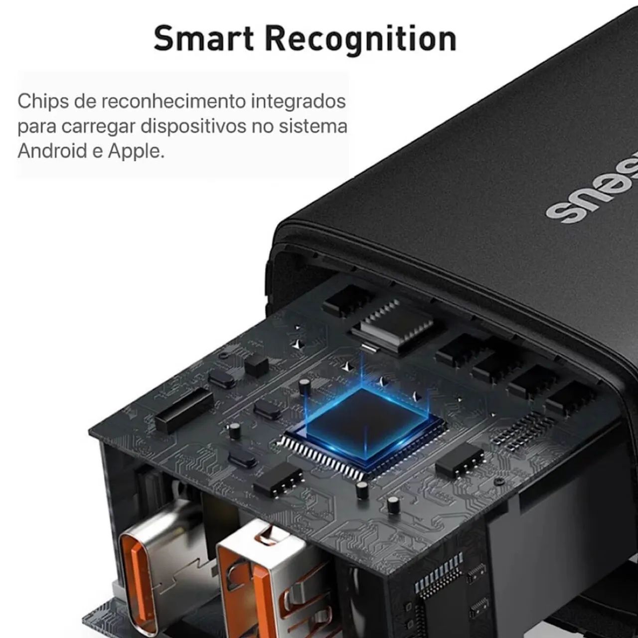 Baseus Carregador IPhone Com 2 Entradas USB Tipo C e Celular Samsung Android 20w Turbo - Foto 3