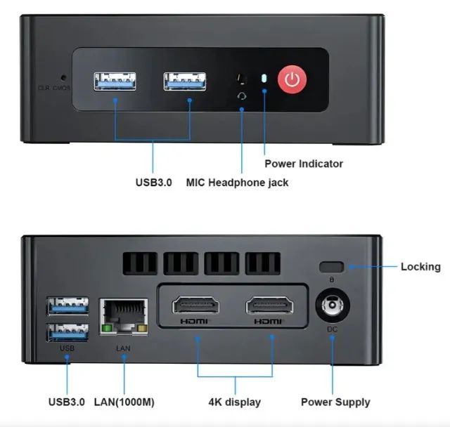 Mini PC Beelink GK35 Intel J4205 / 256Gb SSD + 640Gb HD / 8gb RAM - Foto 3