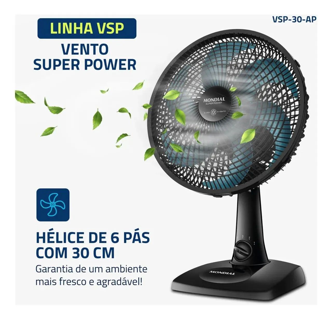 Ventilador de Mesa 30cm Super Power, Mondial, 60W - VSP-30-AP - Foto 2