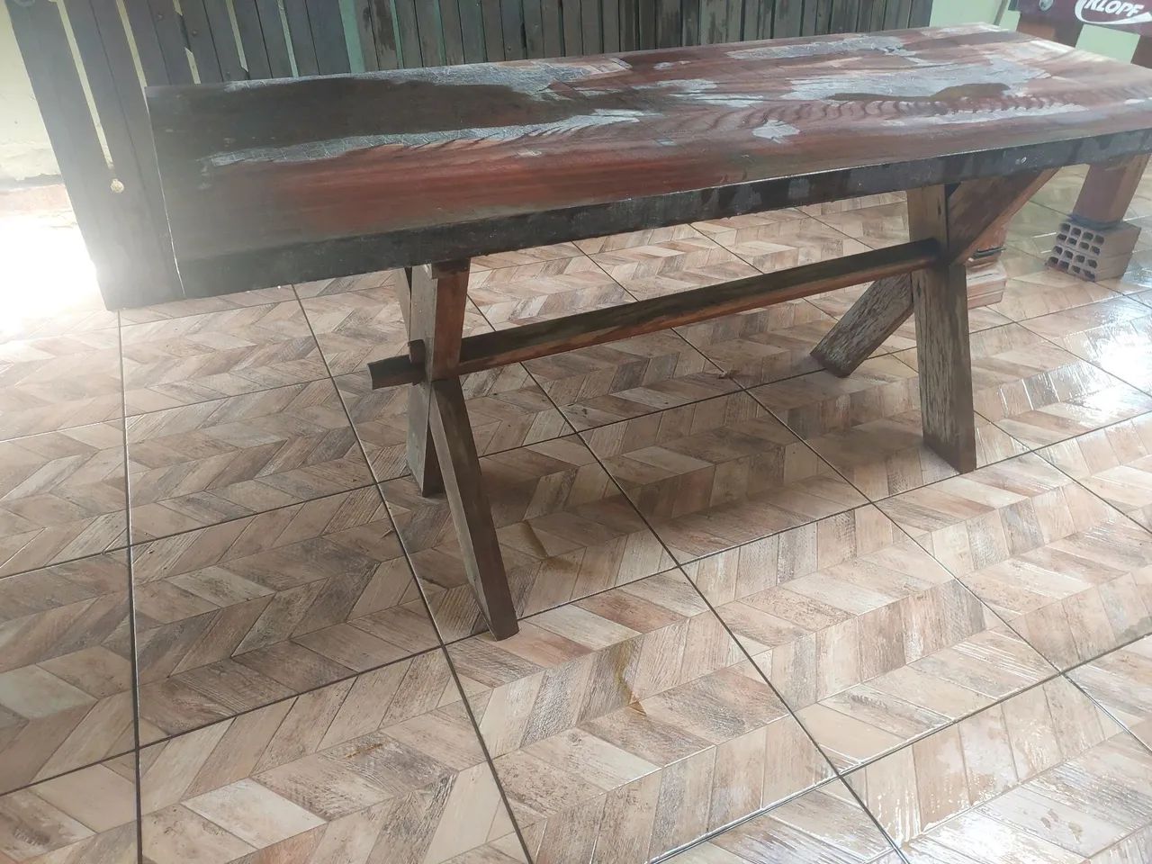 Mesa rustica de madeira maciça  - Foto 4
