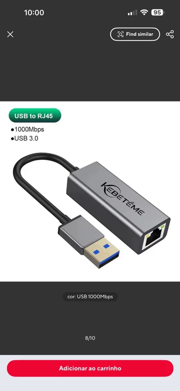 Adaptador de Rede USB 3.0 1000Mbps