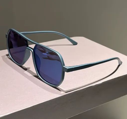 Óculos de sol Kammpt 2026 nova moda vintage ponte dupla espelhado blue - Foto 3