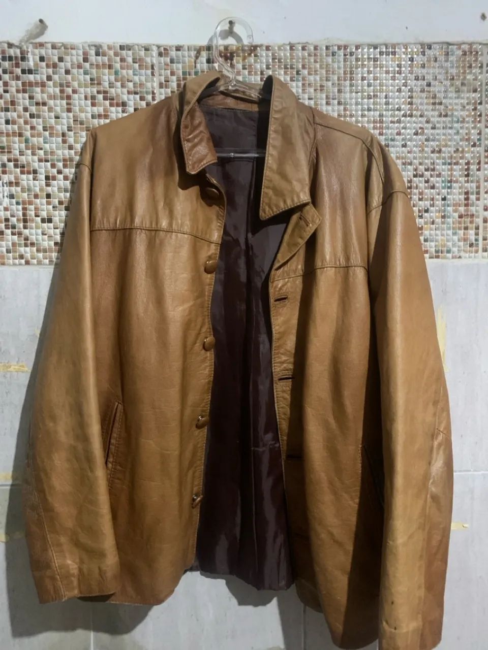 Jaqueta de couro masculina