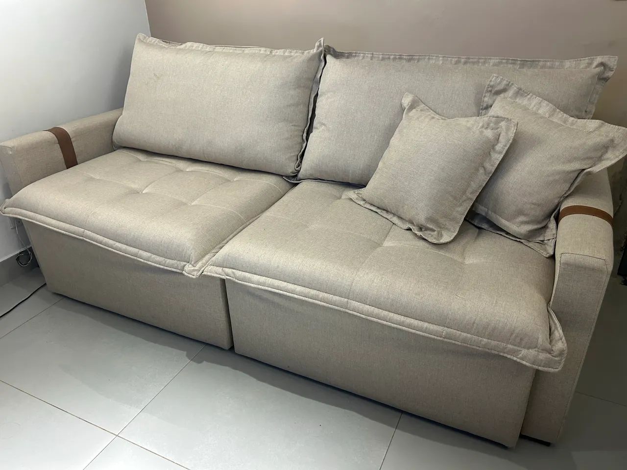 Sofá de linho retrátil sem caixa 