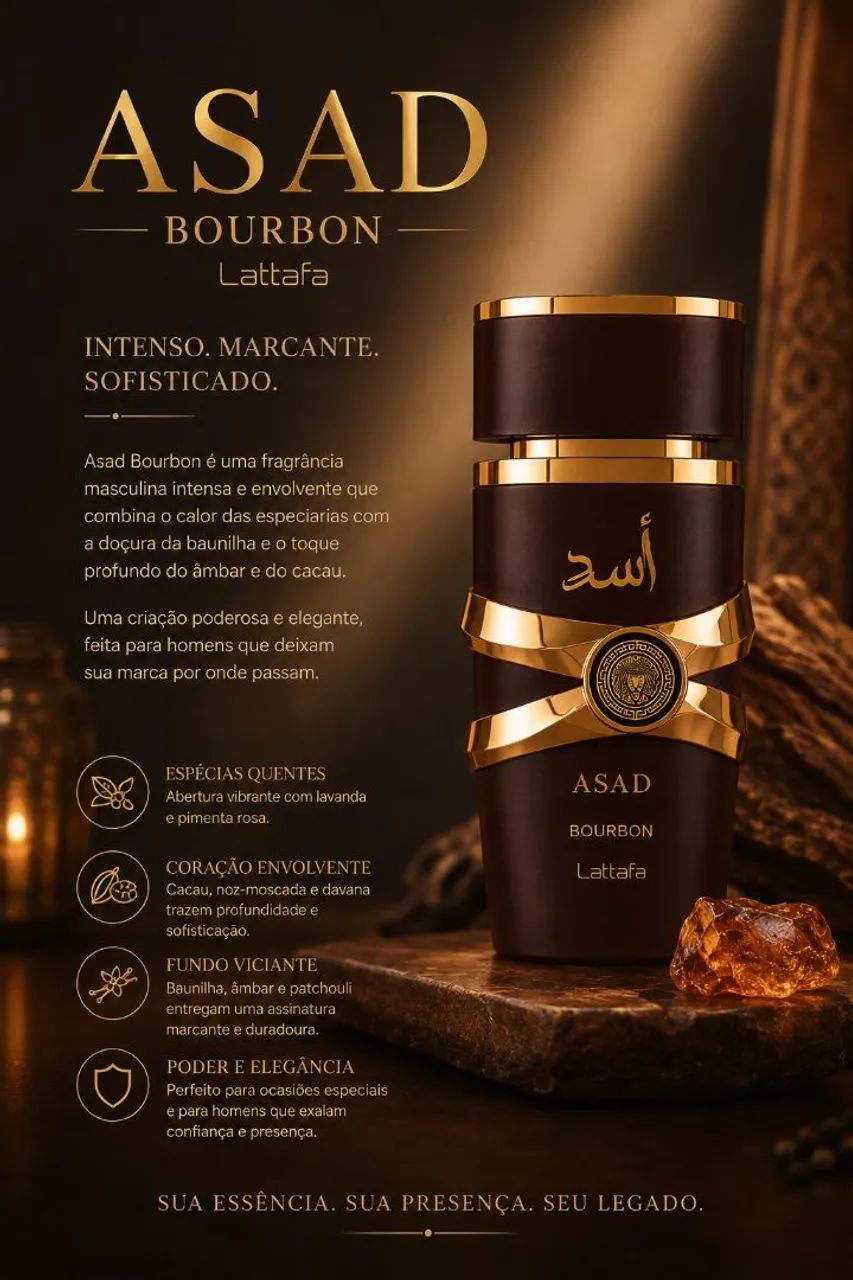 Perfume Árabe Asad Bourbon Lattafa - Masculino Original Lacrado - Foto 3