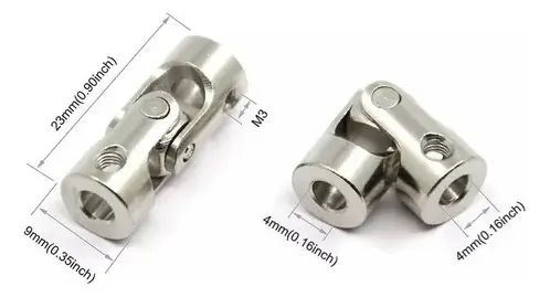 Acoplador Junta Aço 4mm Eixo Modelismo Motor Mini Cardan RC