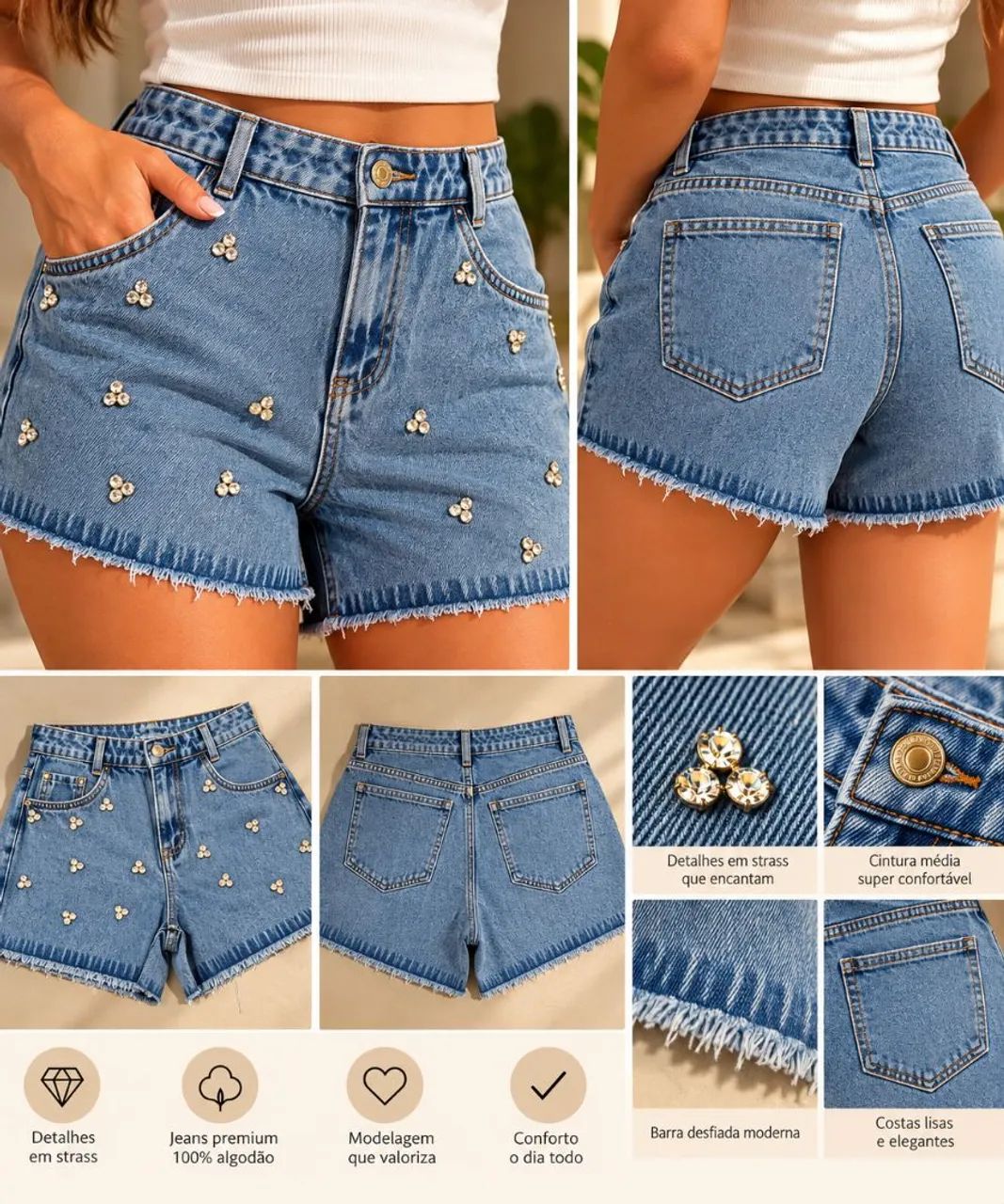 Short jeans strass - Foto 3