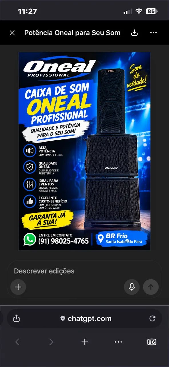 CAIXA DE SOM PROFISSIONAL ONEAL