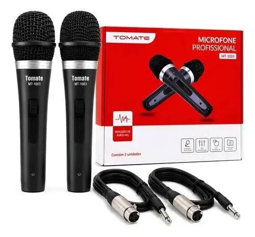Kit com 2 Microfones Tomate MT-1003 (Novo na Caixa)