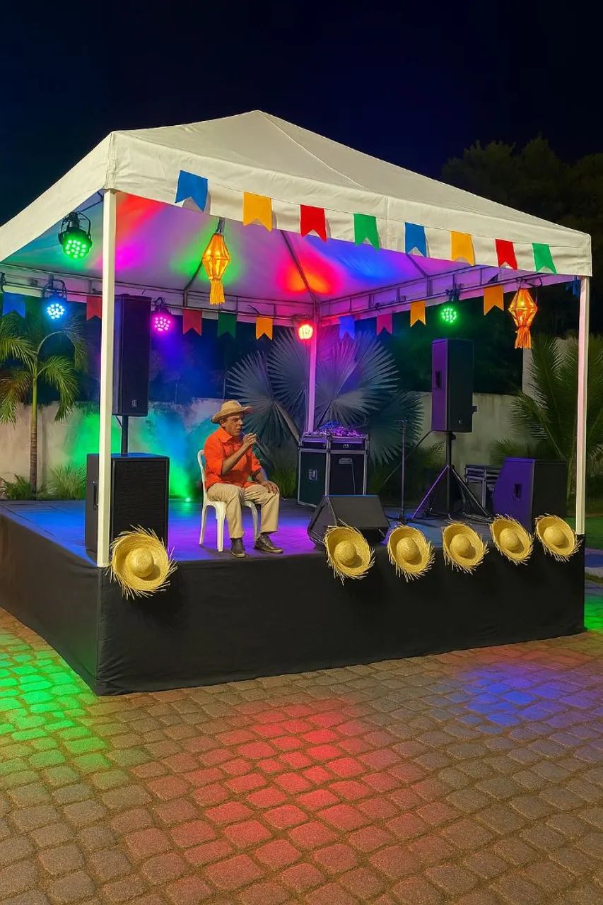 Palco tenda e luz arraial 
