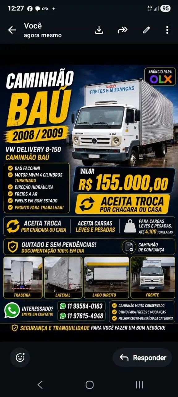 Caminhão delivery baú 