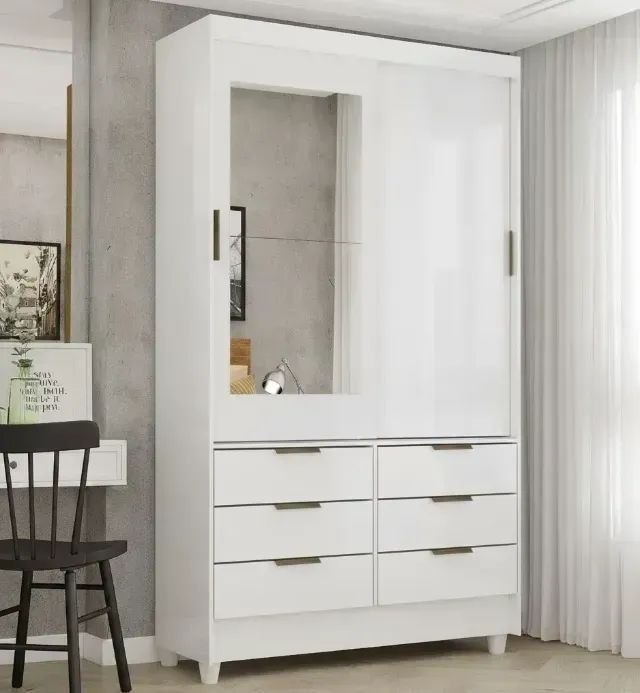 Guarda roupa solteiro com espelho