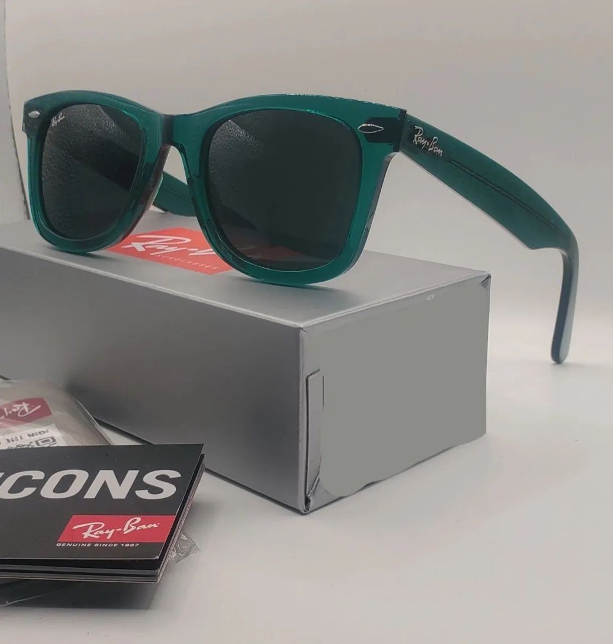 Ray ban wayfarer transparente verde rb2140 oculos de sol green - Foto 4