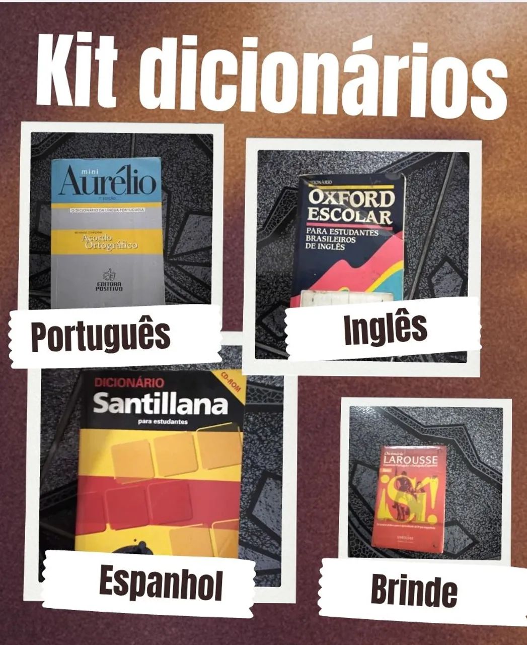 Kit 3 dicionários + brinde