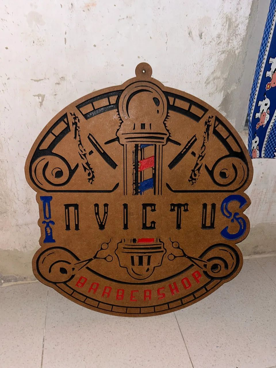 placa decorativa em MDF para barbearia 