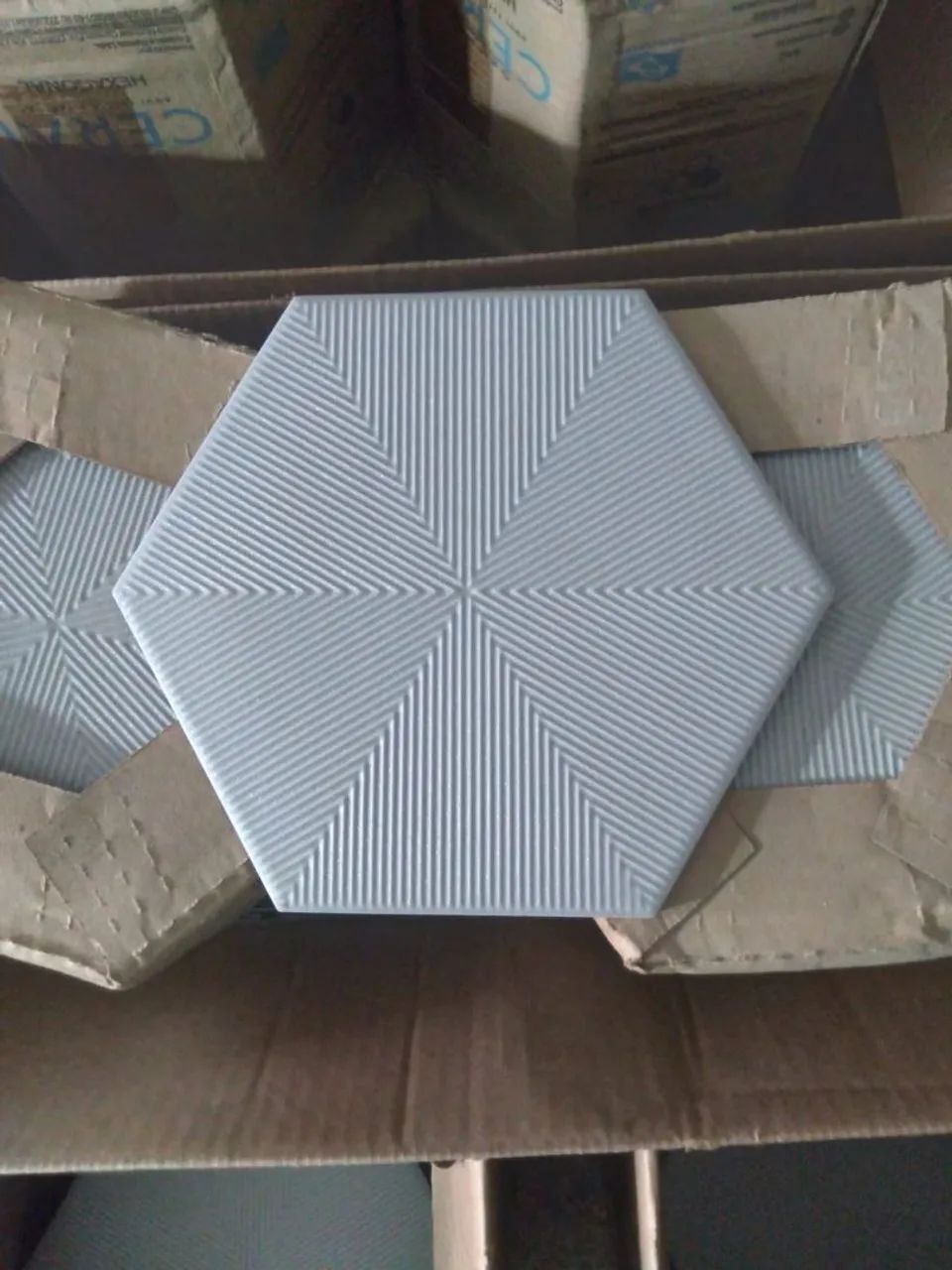 Kit com 5 caixas de Revestimento de coral, hexagonal connect soft grey