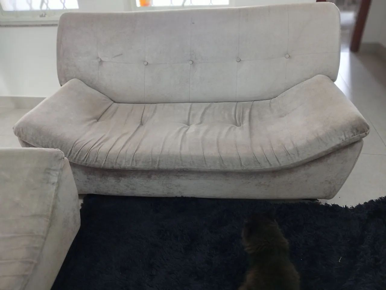 Sofá 2 e 3 lugares suede cinza claro