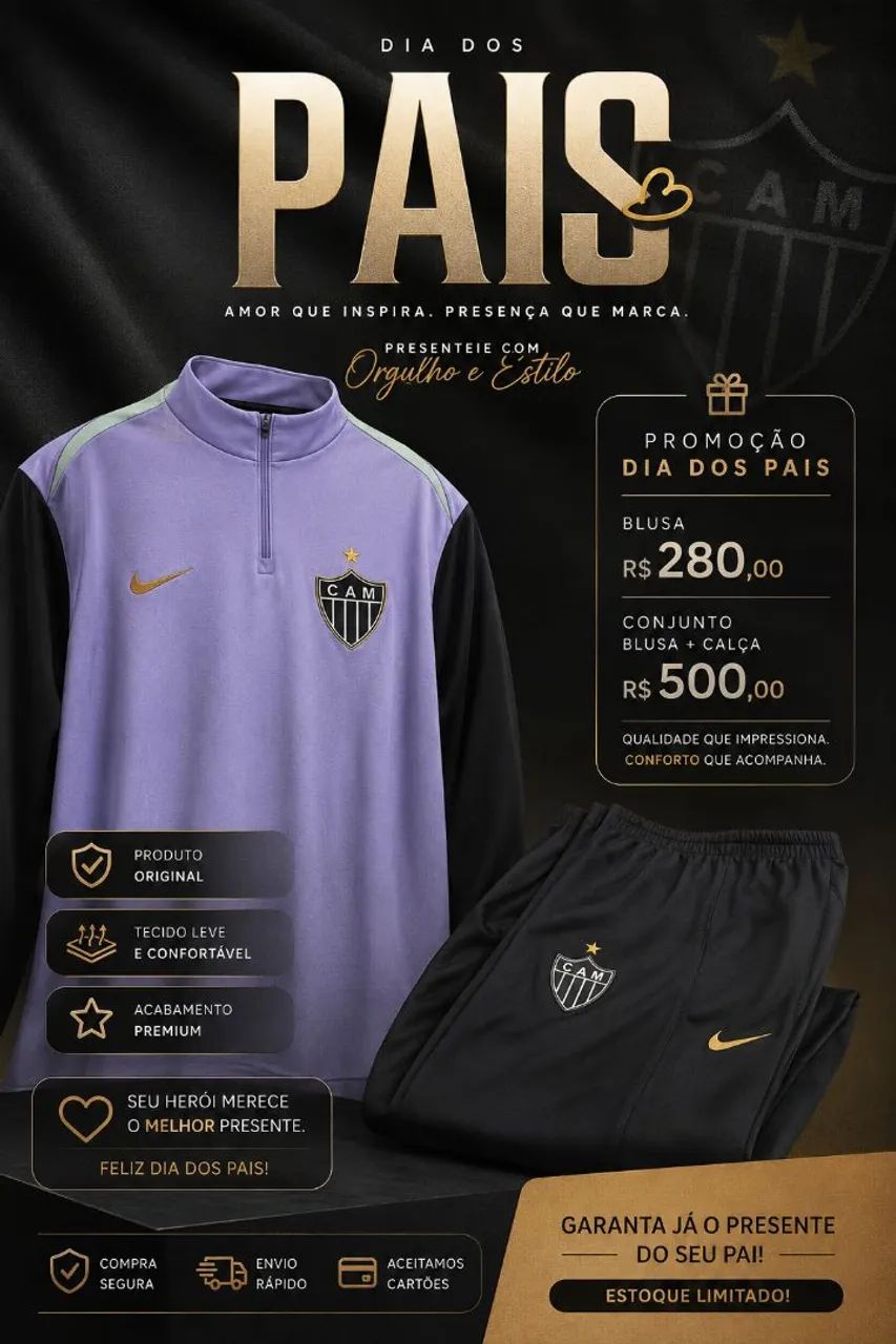 Conjunto Atlético-MG Nike Original Tamanho