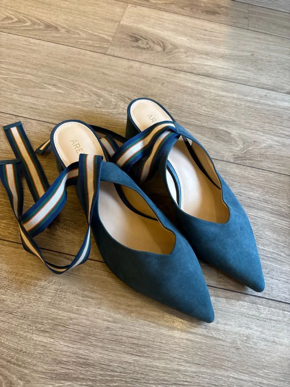 sapato arezzo nobuck azul 38 - Foto 3