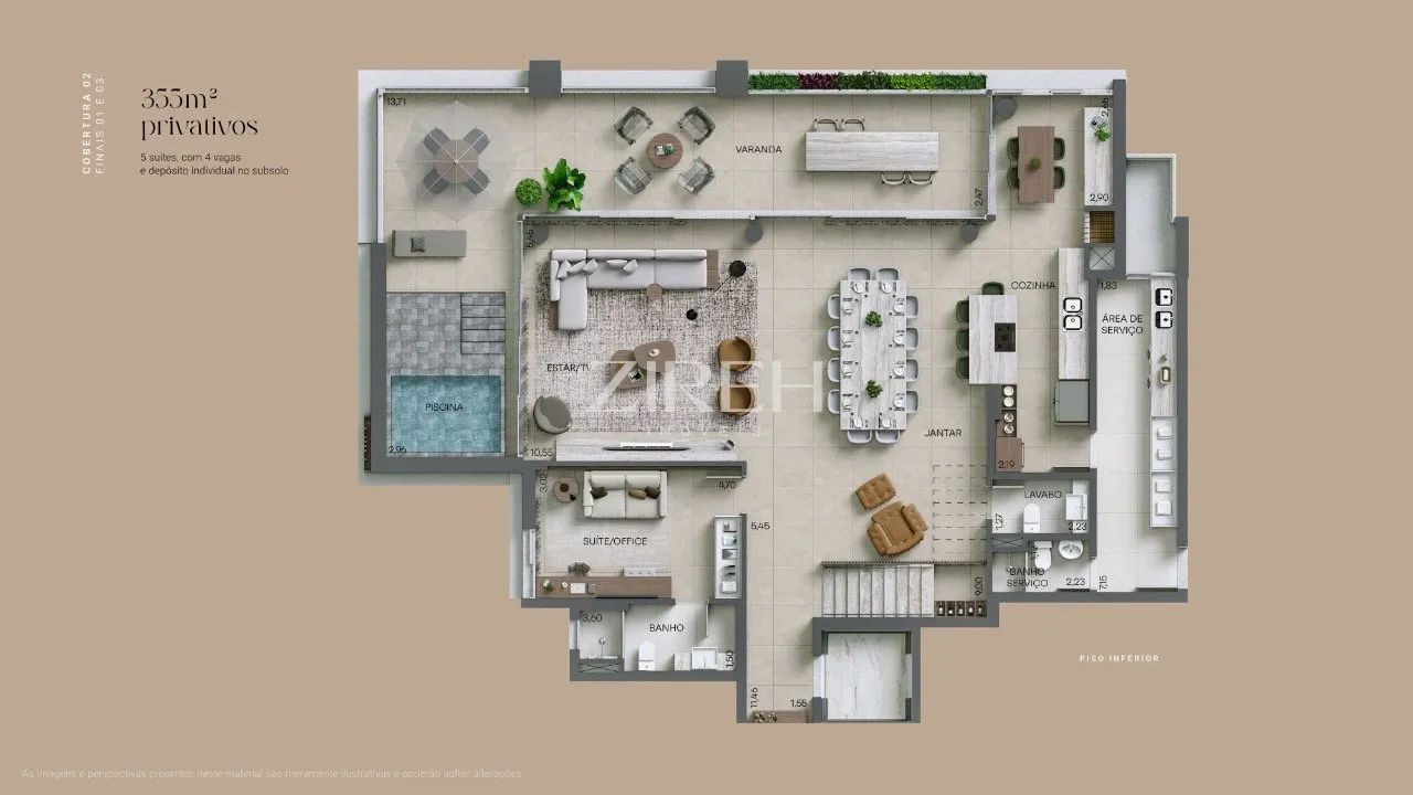 COBERTURA DUPLEX NO CABRAL COM 5 SUÍTES E 356M² PRIVATIVOS - Foto 4