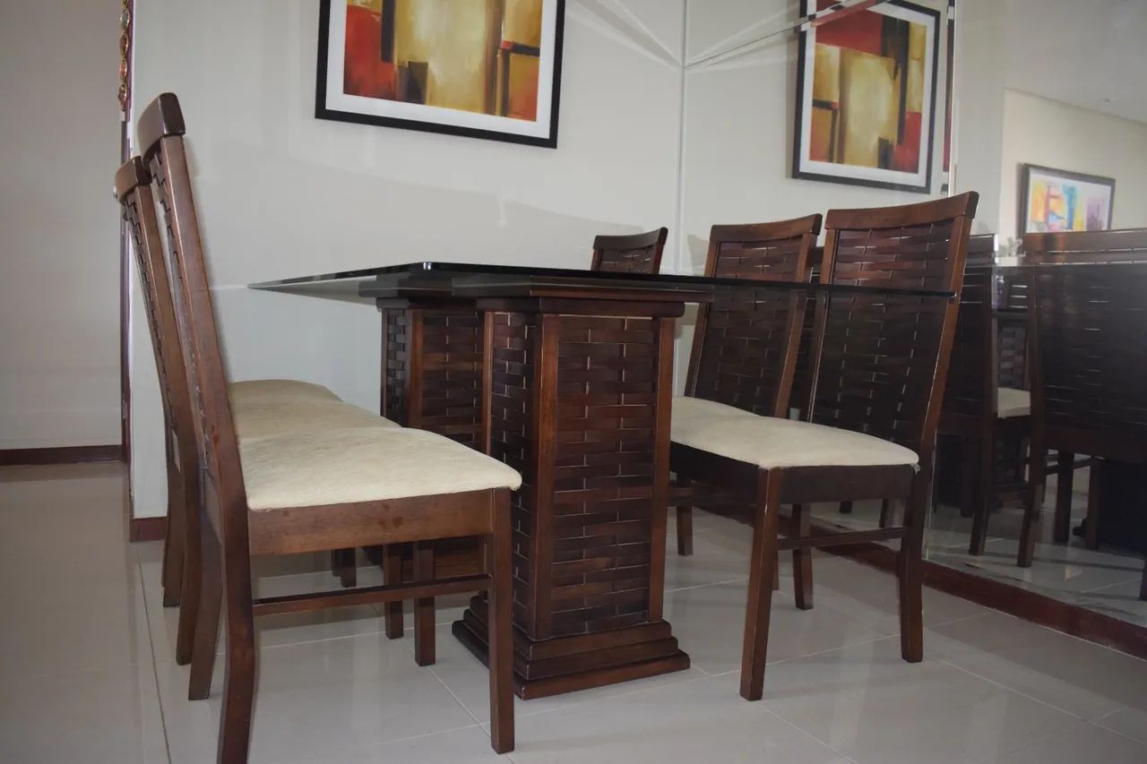 Mesa com 6 cadeiras Lar Shopping - madeira - Foto 2