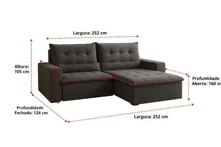 Sofá retratil e reclinavel marrom 2,52 de largura NOVO - Foto 2
