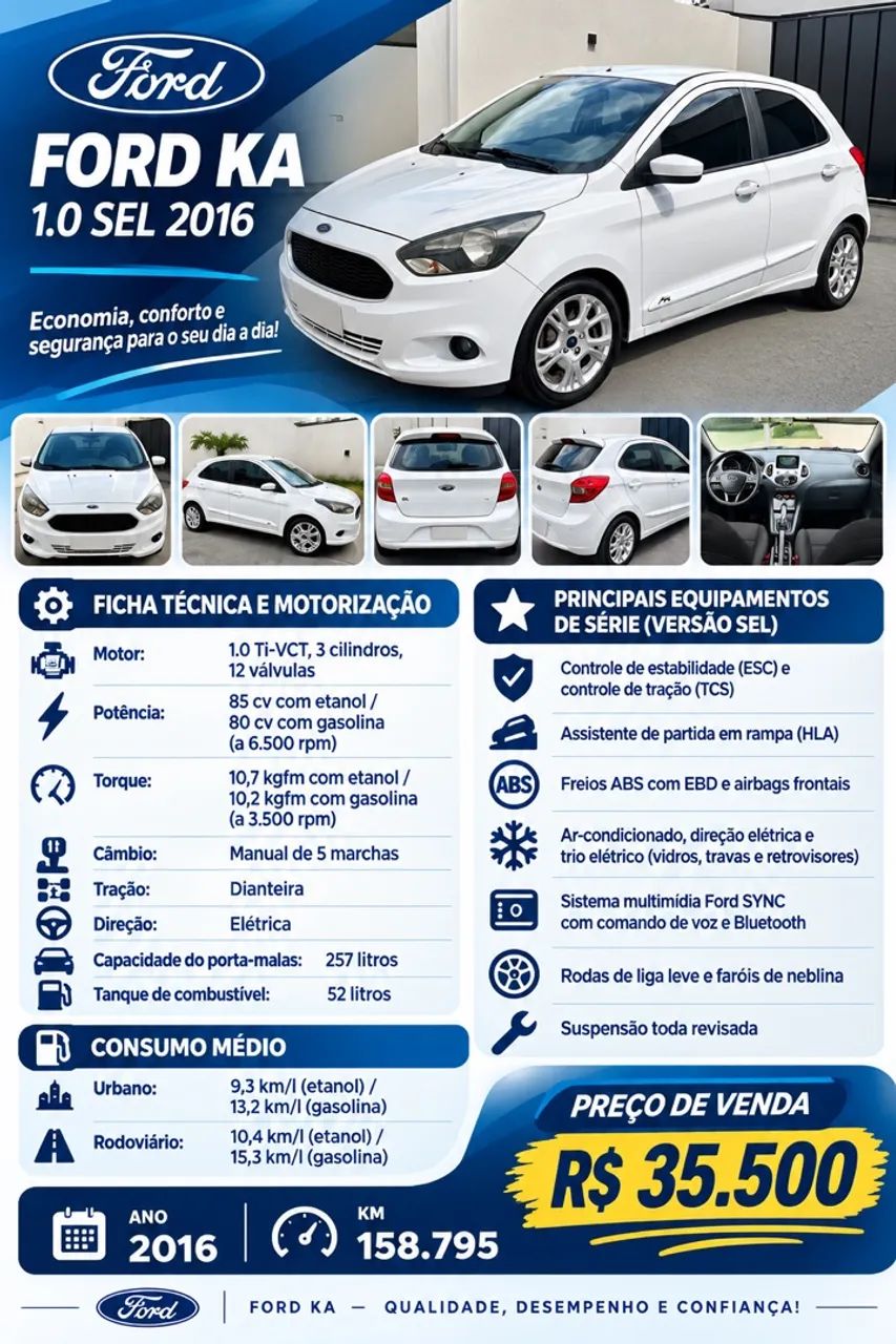 Ford Ka 1.0 SEL TIVCT FLEX 5P 2016