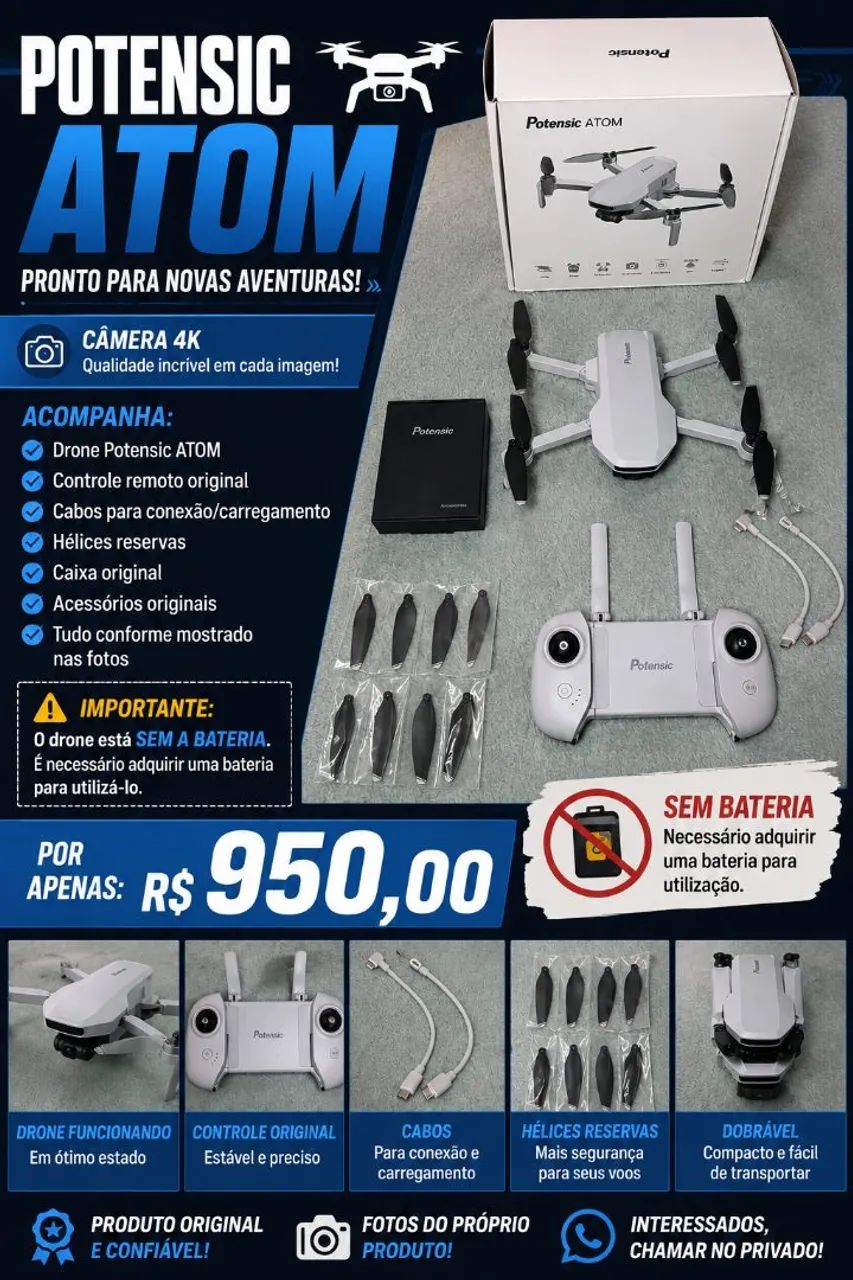 Drone Potensic Atom! ?Sem Bateria ?