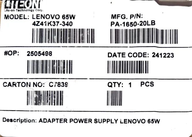 ADAPTADOR AC PARA NOTEBOOK LENOVO 65W 4Z41K37-340 - Foto 4